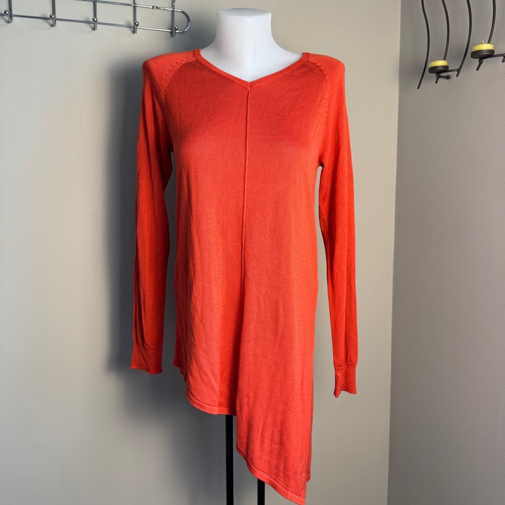 Women's‎ Asymmetrical Lightweight Sweater Long Sleeve Burnt Orange Size tag: 4